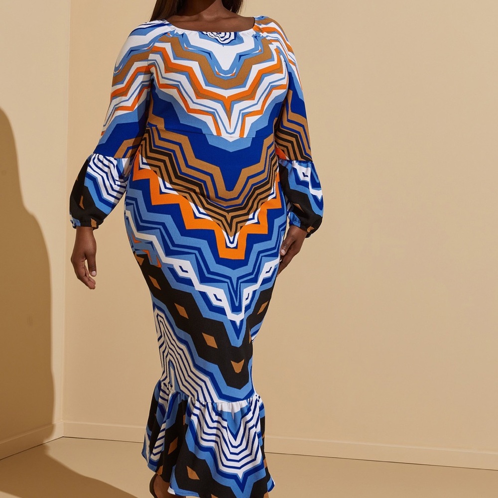 Textured Printed Maxi Dress